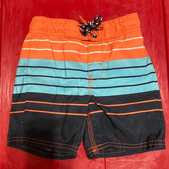Striped Orange and Blue Swim Shorts, boys size 3T - Picture 1 of 3